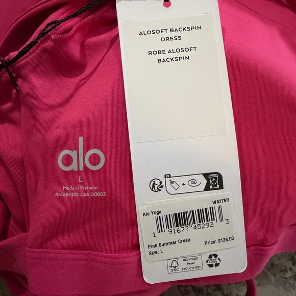 NWT Alo Yoga Alosoft Backspin Dress - Pink Summer Crush - Picture 11 of 12